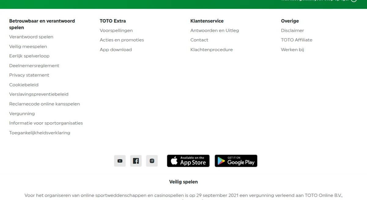 TOTO mobiele app voor iOS en Android