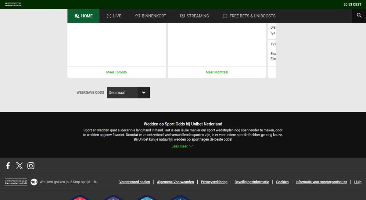 Unibet quoteringen en weddenschapmarkten