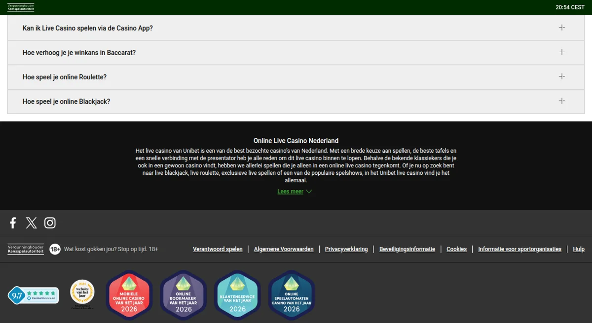 Unibet live wedden en wedbriefje